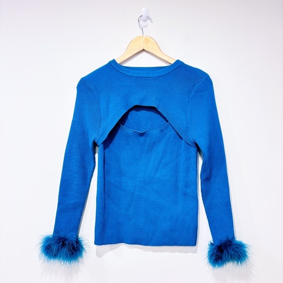 SHEIN – Ribbed turquoise sweater with feather cuffs | Size XL * - Picture 1 of 7